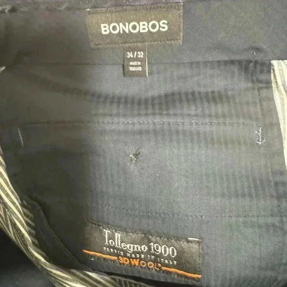 Bonobos Cotton Linen Dress Pants strip tollegno 1900 slim fit Italy 34/32
NWOT - Picture 6 of 6
